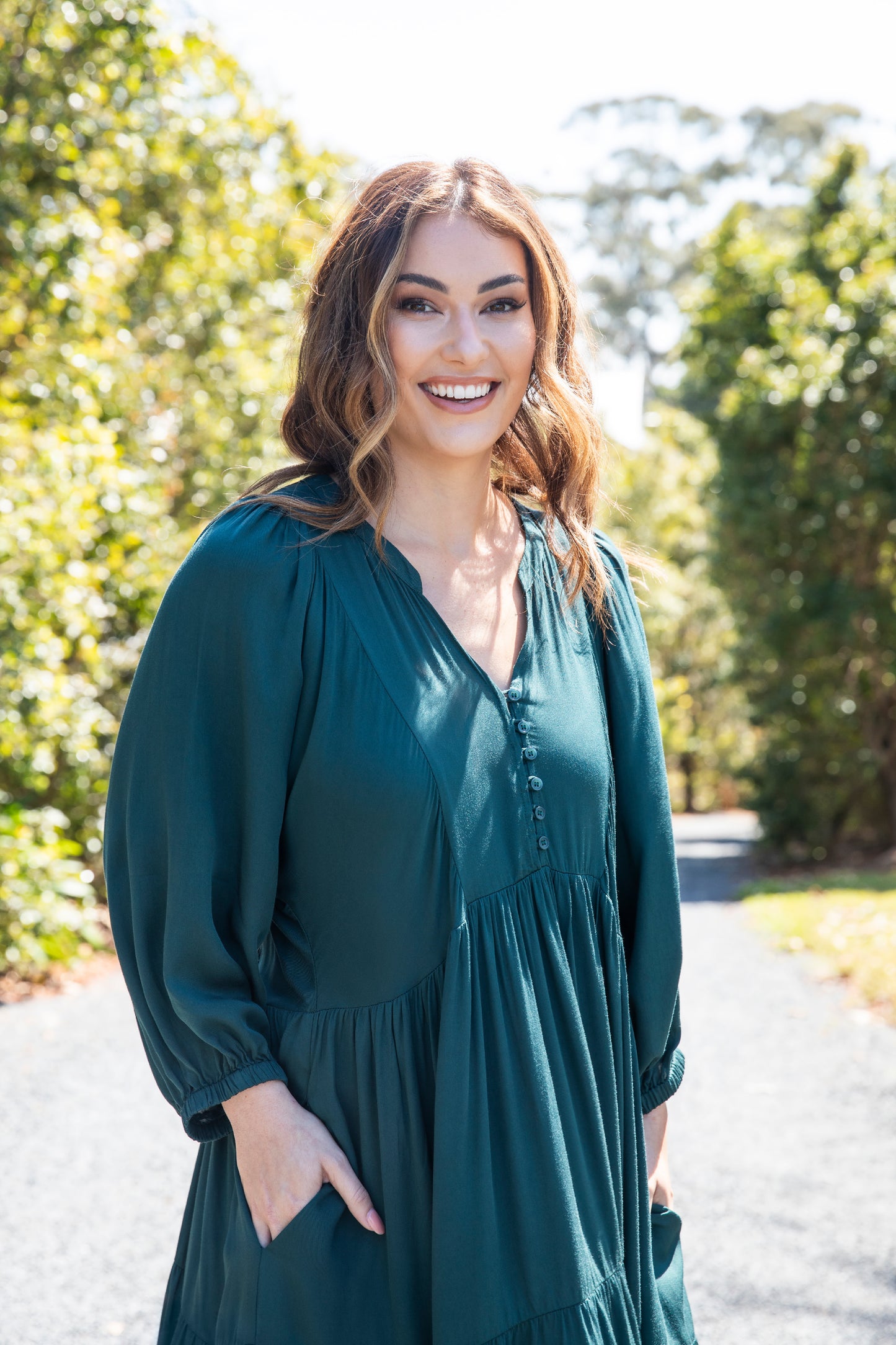 Charlie Dress in Peacock Green