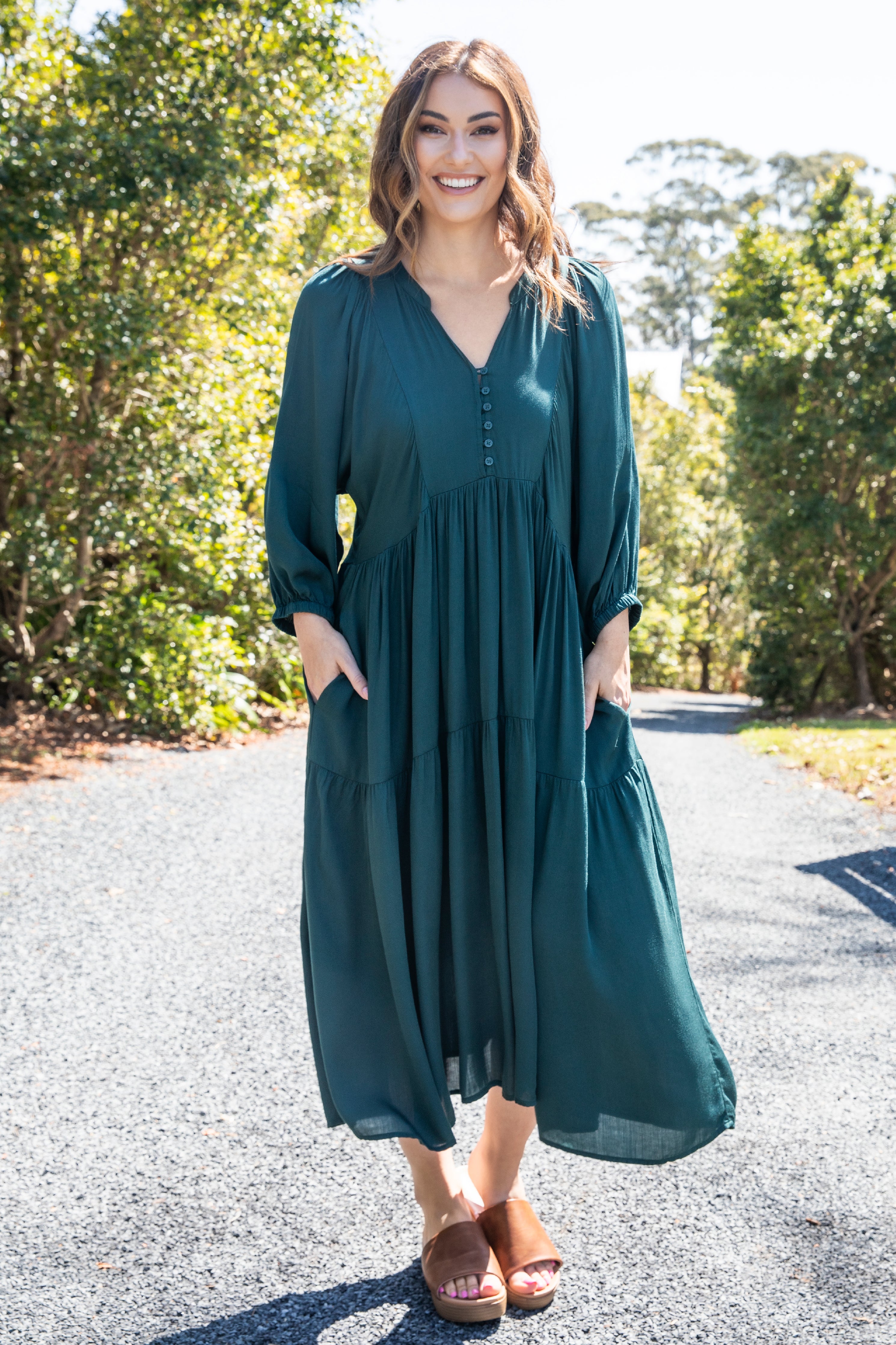 Plus-Sized Dresses | PQ Collection | Charlie Dress in Peacock Green