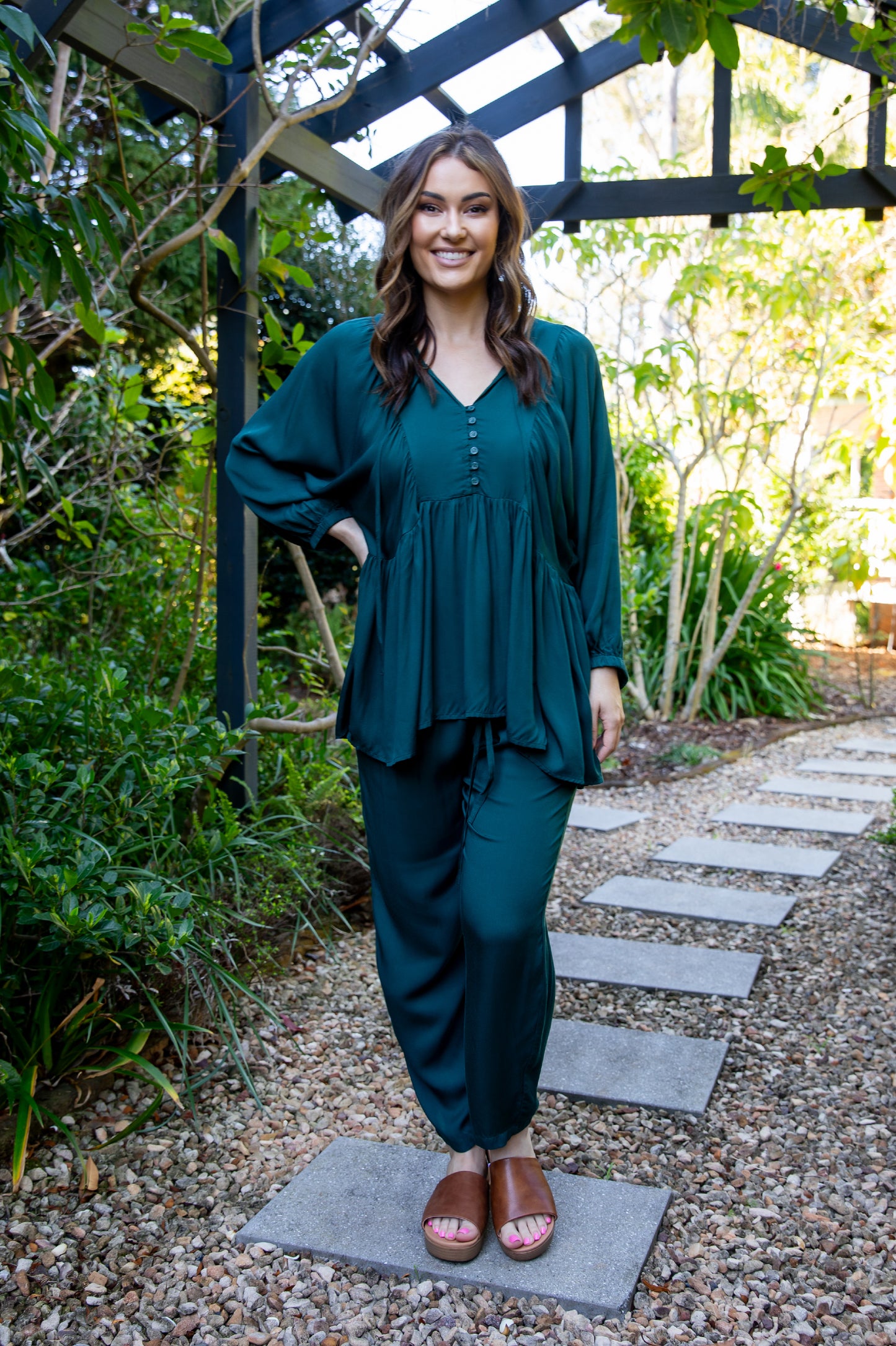 Charlie Top in Peacock Green