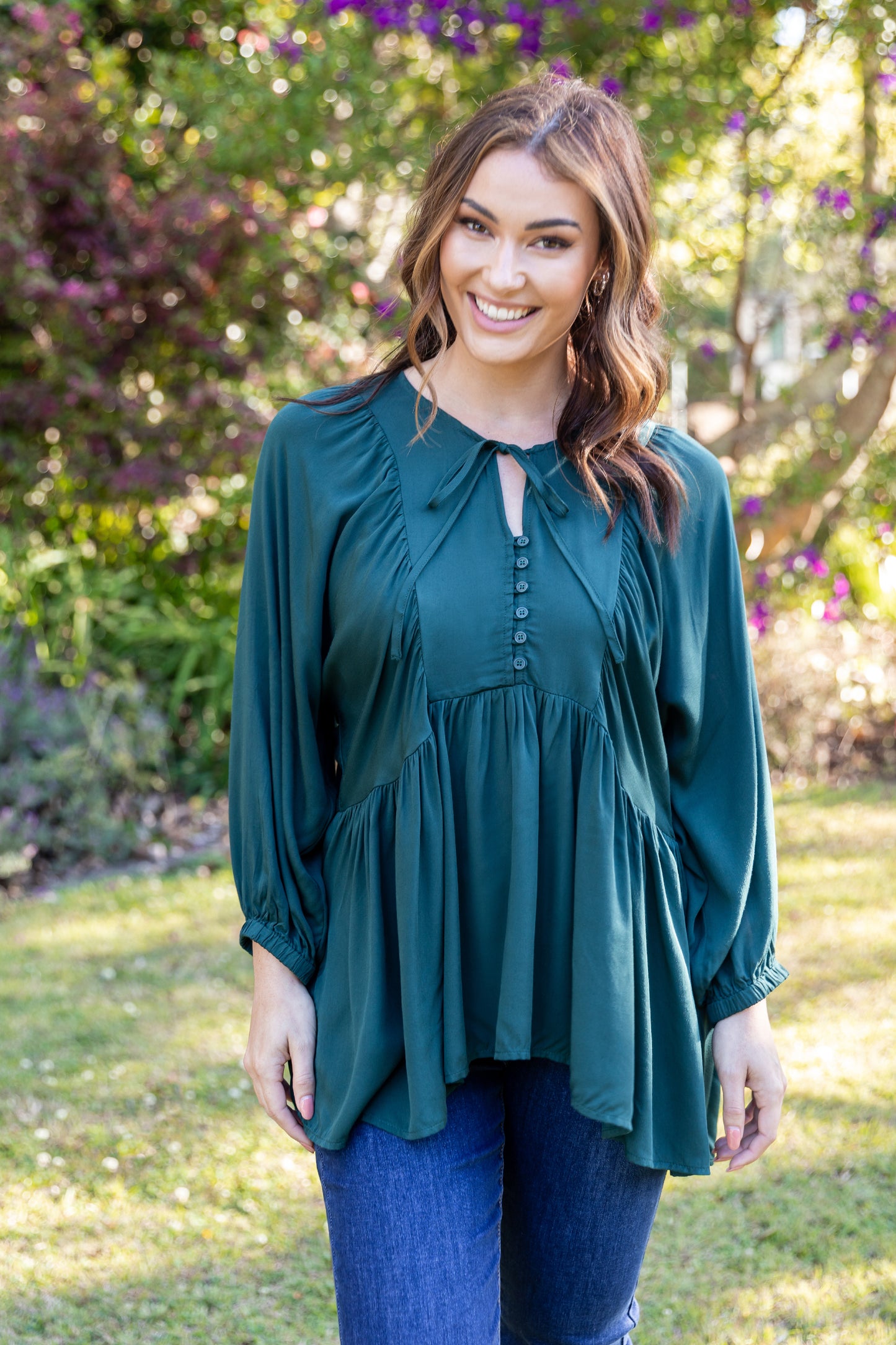 Charlie Top in Peacock Green