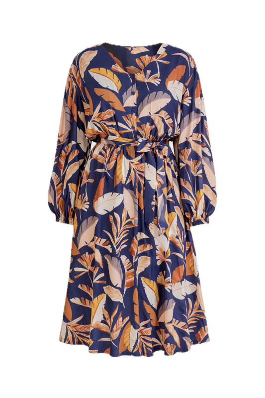 DAHLIA Rayon Long Sleeve Midi Dress | Dark Palmetto | FINAL SALE