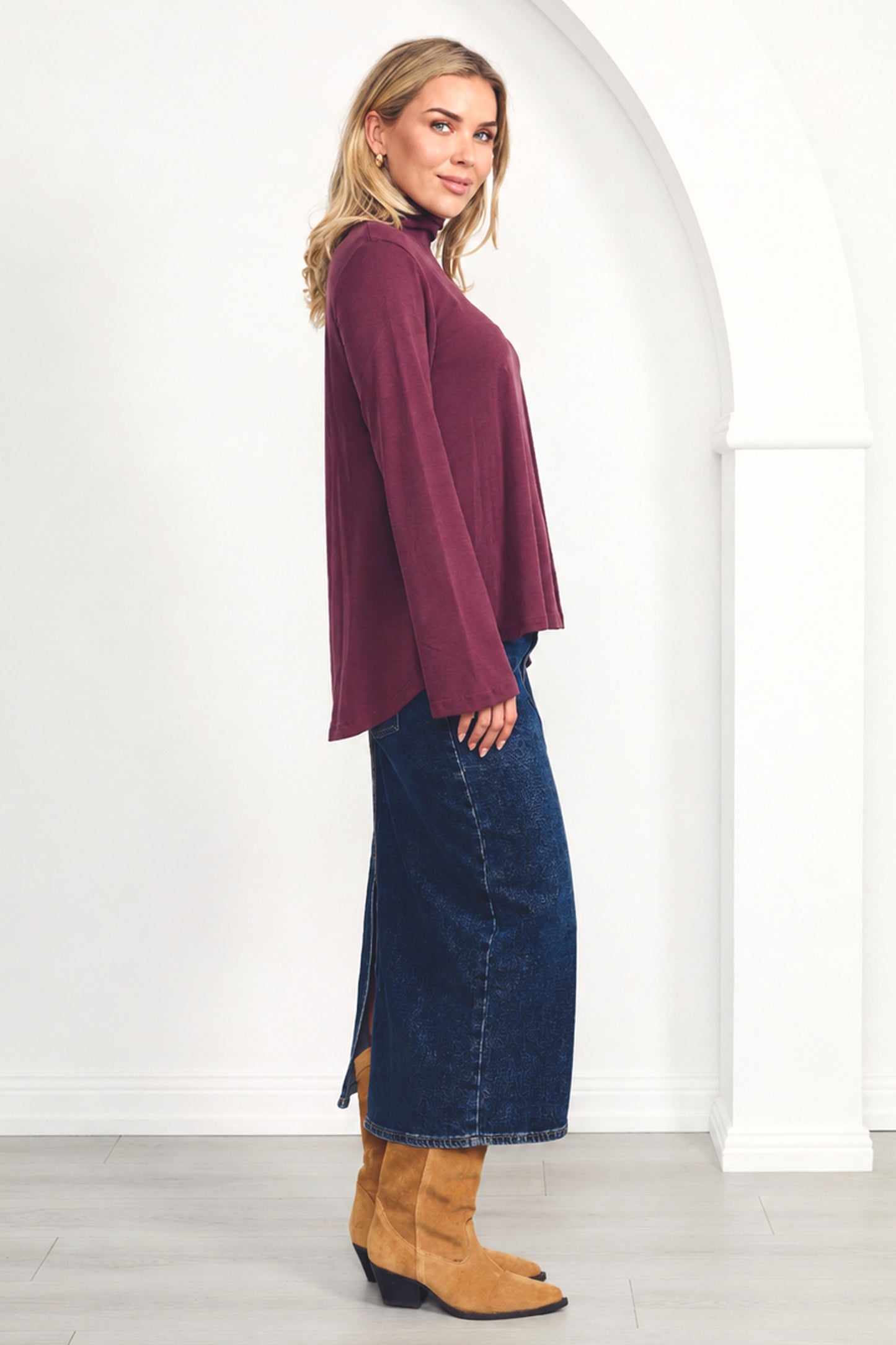 DAYA Rigid Denim Maxi Skirt | Dark Wash | FINAL SALE