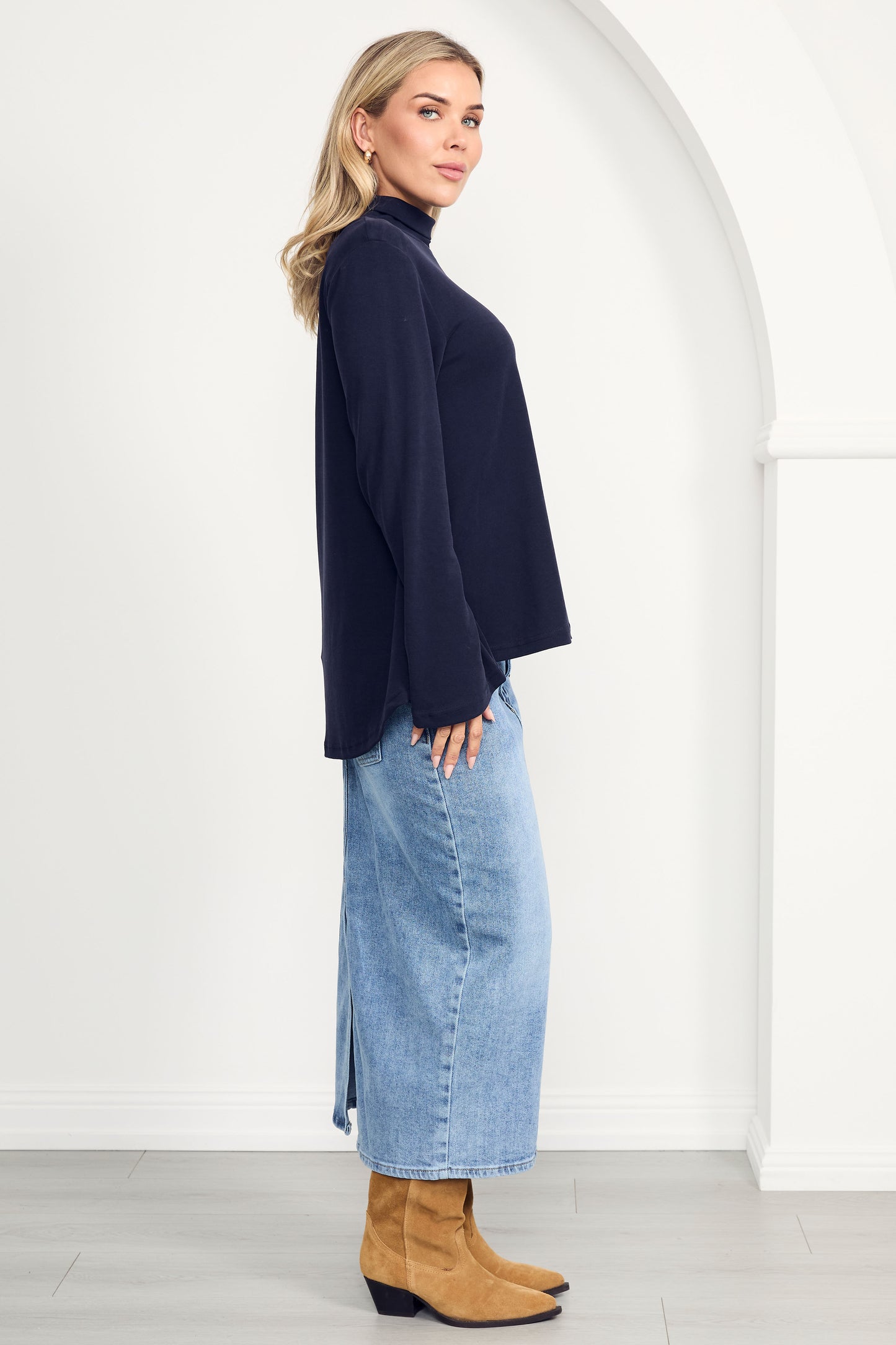 DAYA Rigid Denim Maxi Skirt | Light Wash | FINAL SALE