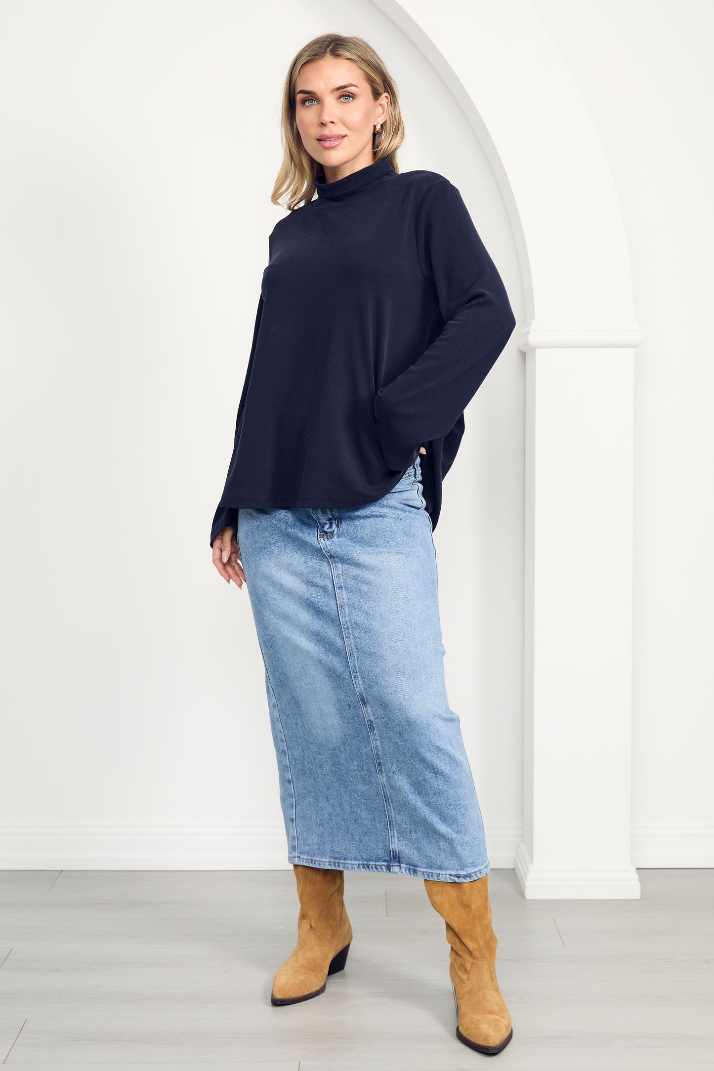 DAYA Rigid Denim Maxi Skirt | Light Wash | FINAL SALE