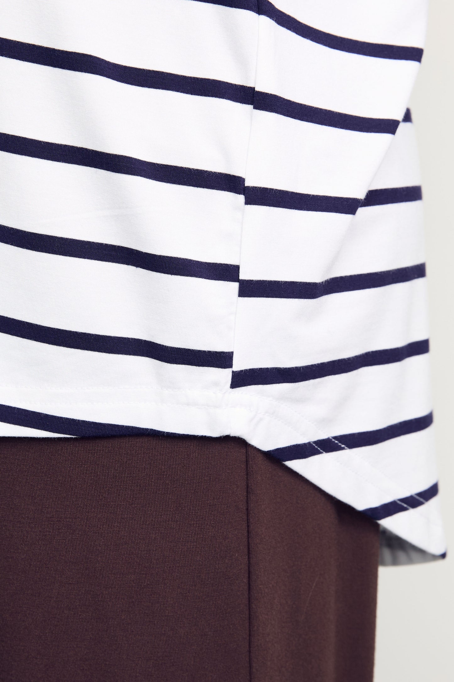 DESTINY Bamboo Short Sleeve Classic Length Top | White/Navy Stripe