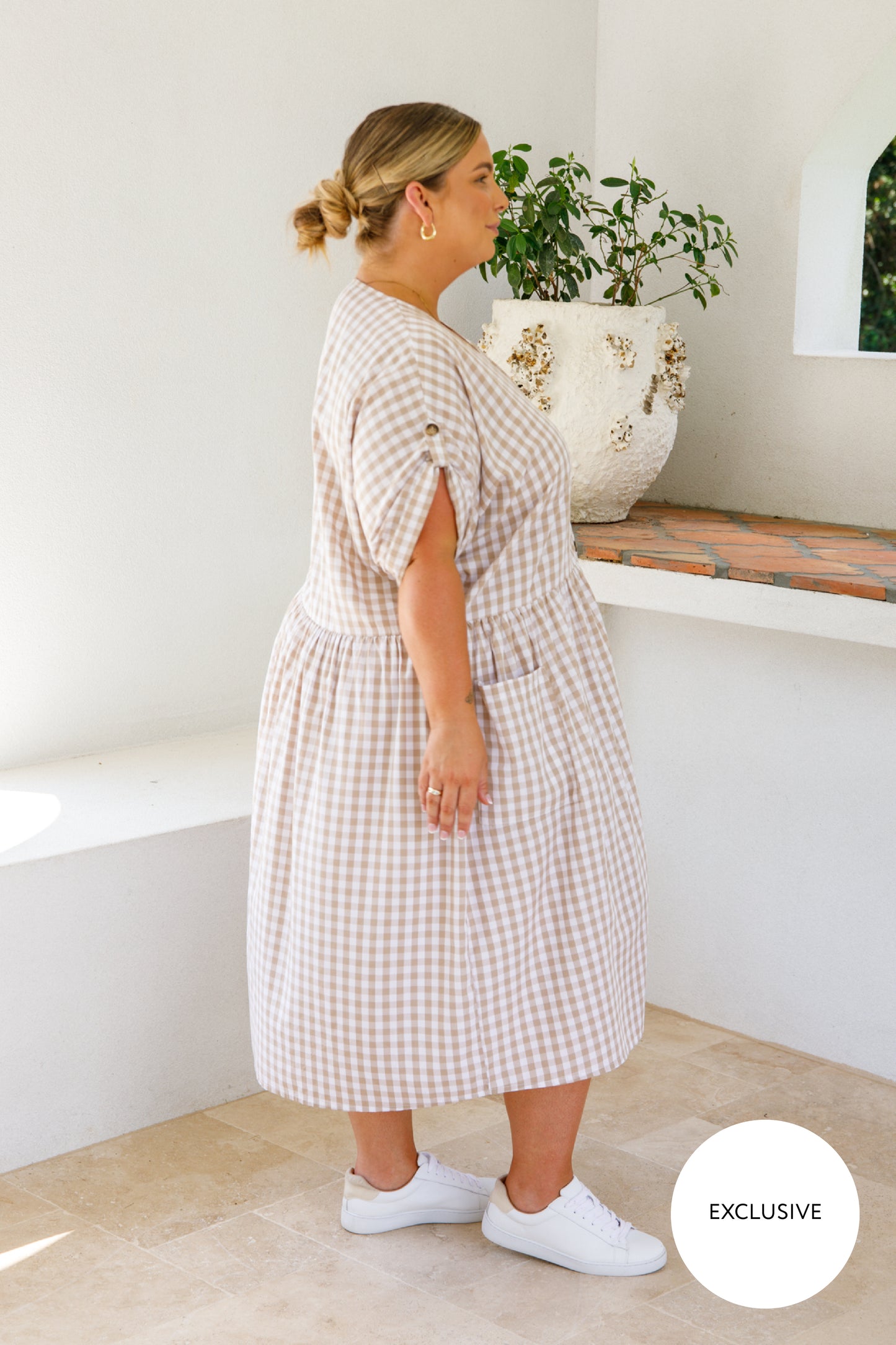 Dazzle Dress | Beige Gingham