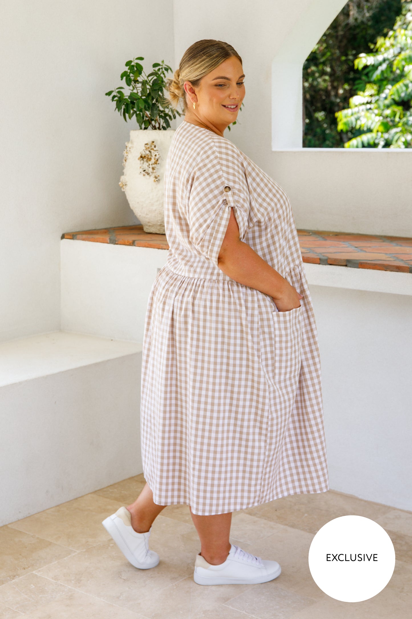 Dazzle Dress | Beige Gingham