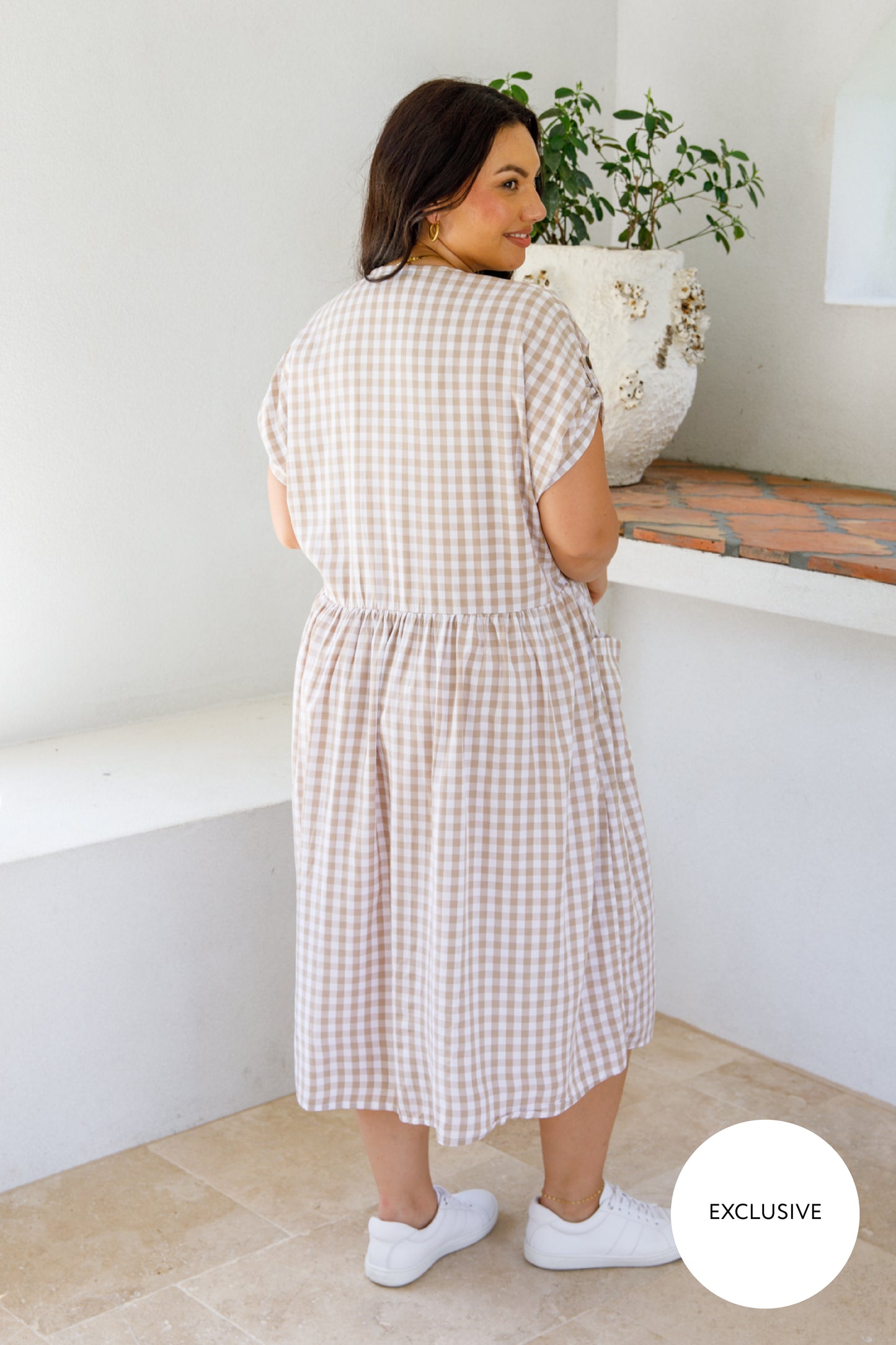 Dazzle Dress | Beige Gingham