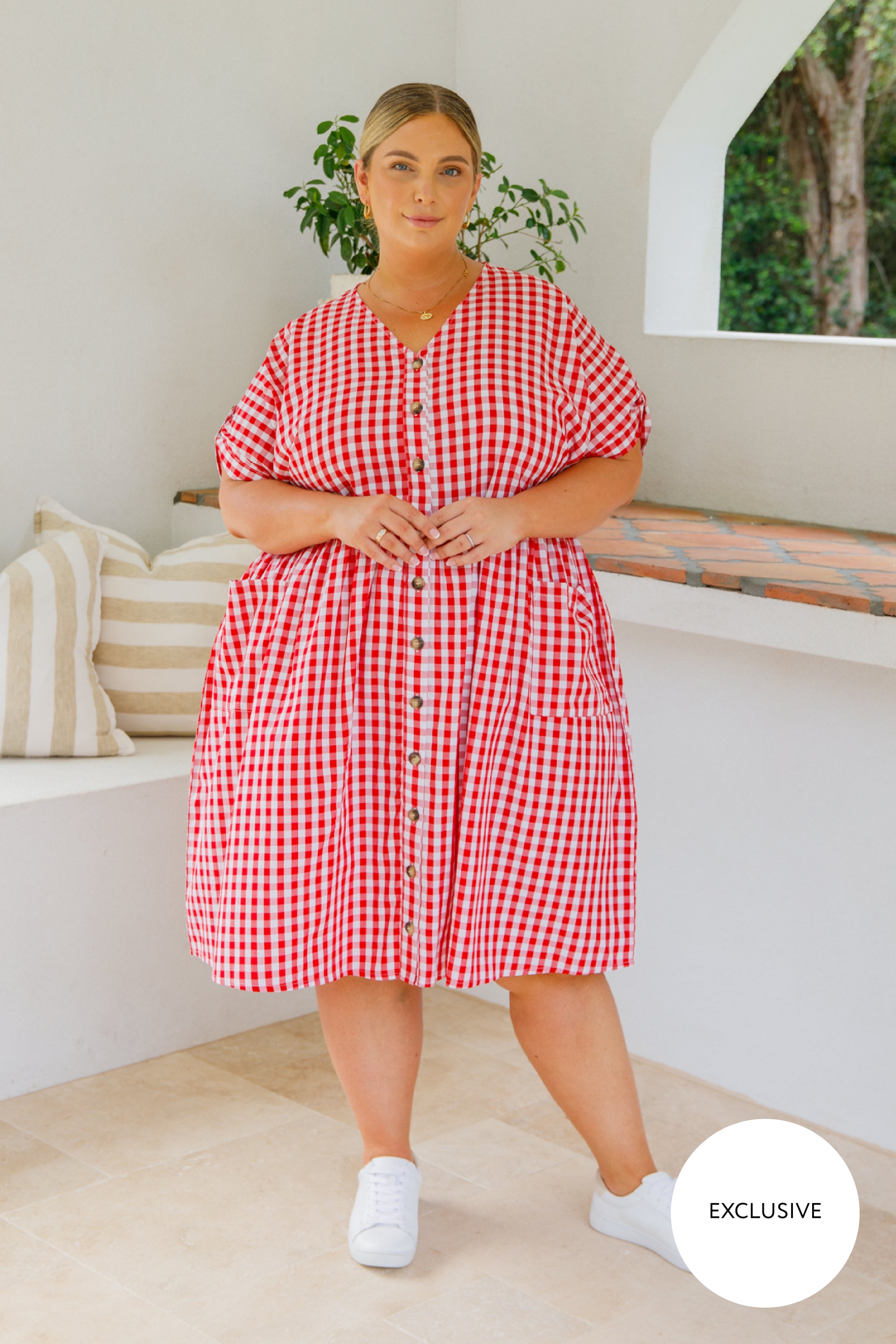 plus size gingham dress Womens Smocked Dress in Gingham Thistle XXL (20-22)