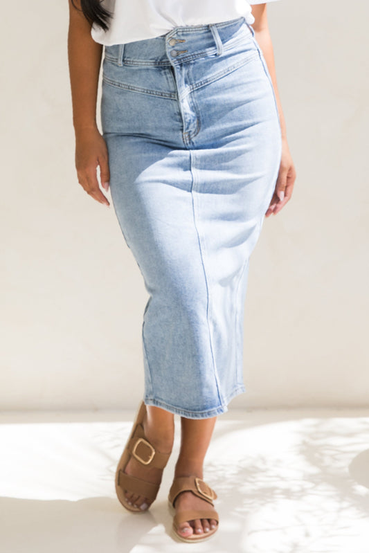 Denim Maxi Skirt | Light Denim | FINAL SALE