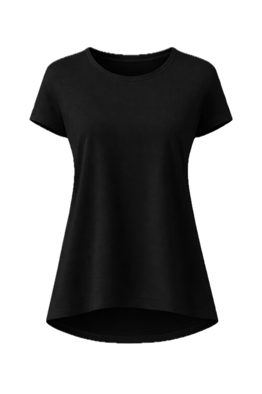 DESTINY Bamboo Short Sleeve Classic Length Top | Black