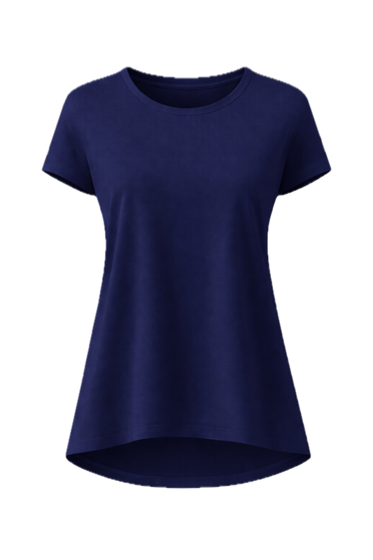DESTINY Bamboo Short Sleeve Classic Length Top | Navy
