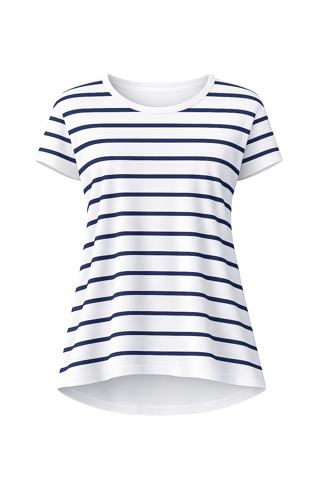 DESTINY Bamboo Short Sleeve Classic Length Top | White/Navy Stripe