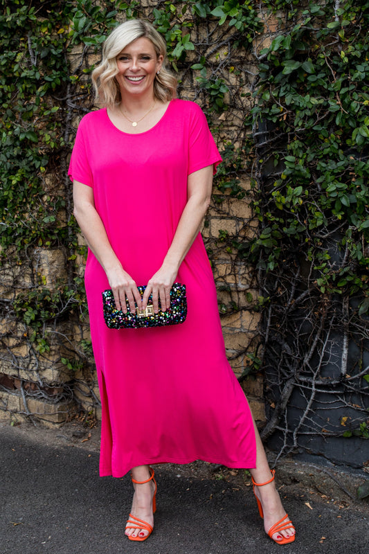 Plus-Sized Pink Dresses | PQ Collection | Destiny Dress in Magenta