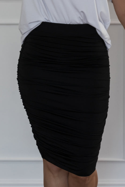 Plus-Sized Black Skirts| PQ Collection | Ruche Skirt