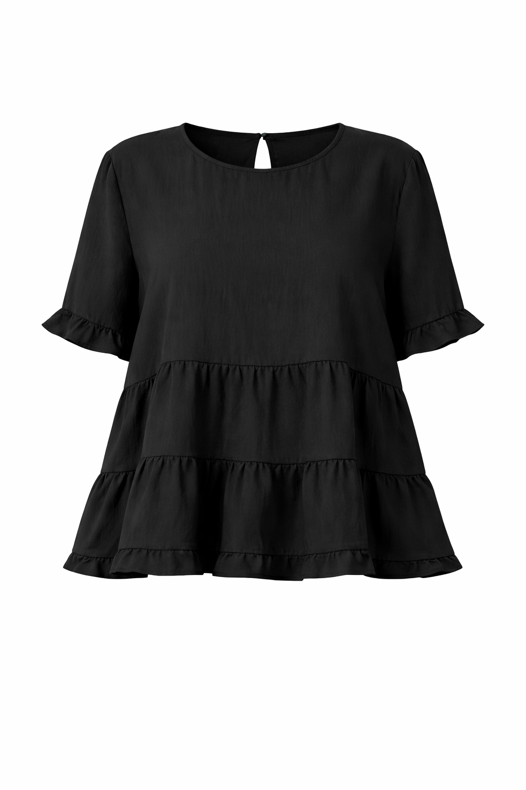 ELLA Lyocell Half Sleeve Shortline/Classic Length Top | Black