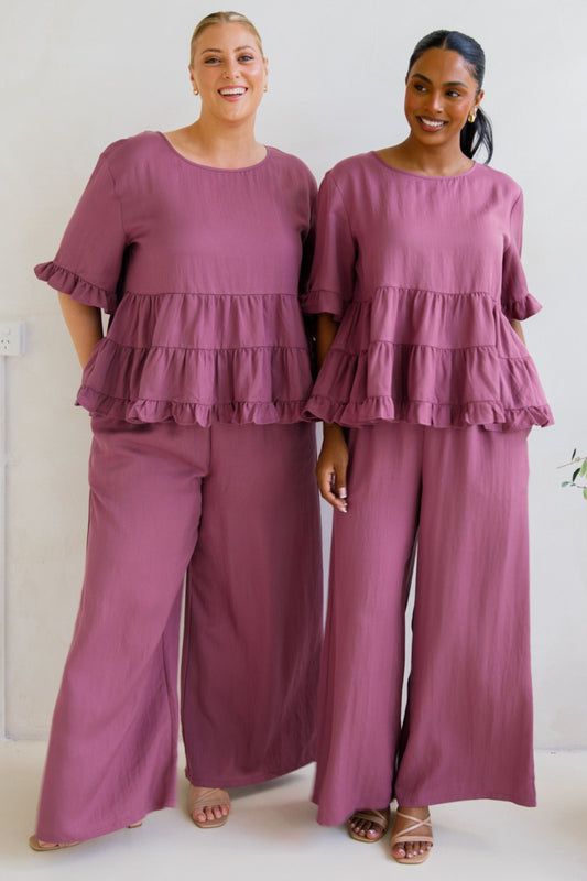 Ella Wide Leg Pant | Mulberry