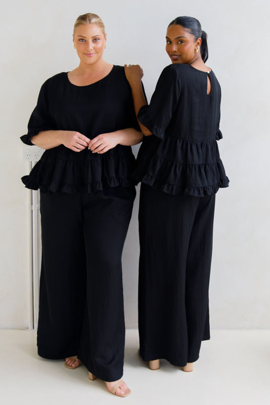 Ella Wide Leg Pant | Black