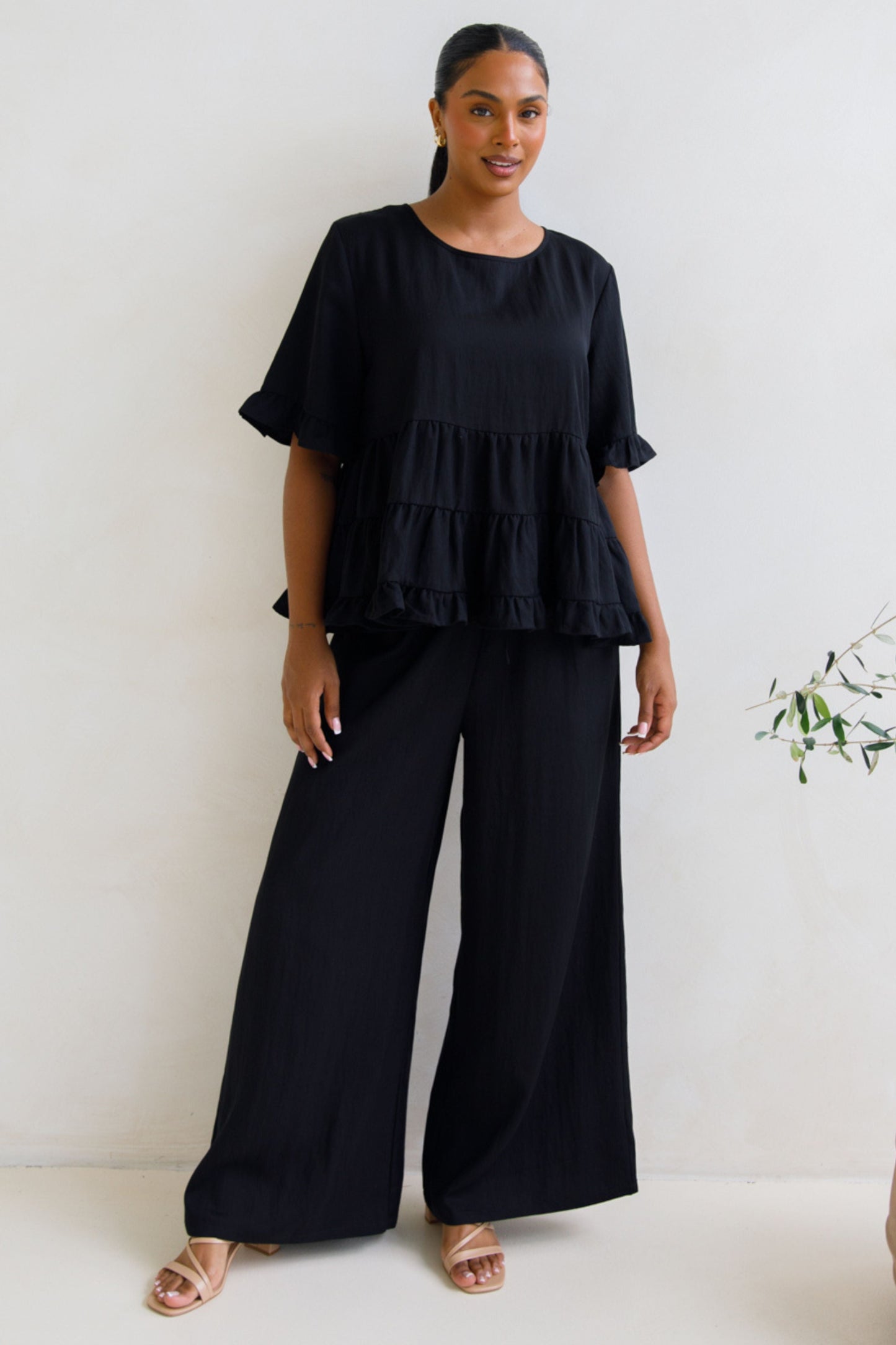 Ella Wide Leg Pant | Black
