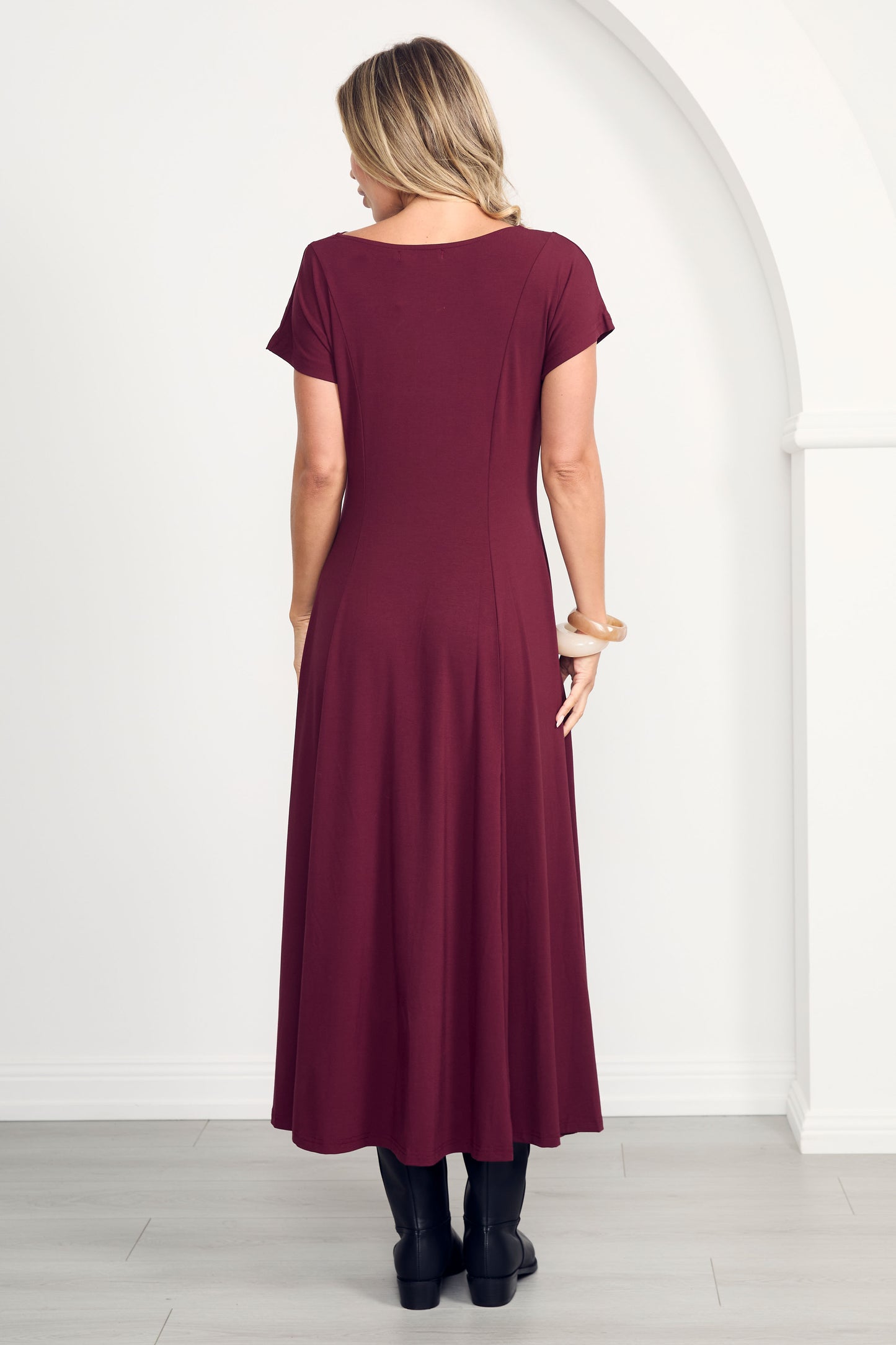 EVE Bamboo Short Sleeve Midi/Maxi Dress | Cranberry