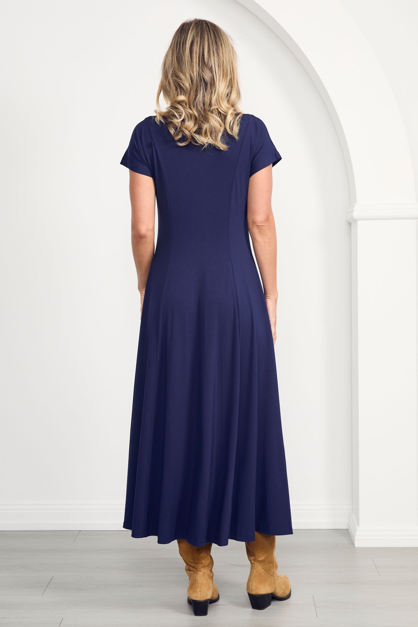 EVE Bamboo Short Sleeve Midi/Maxi Dress | Navy