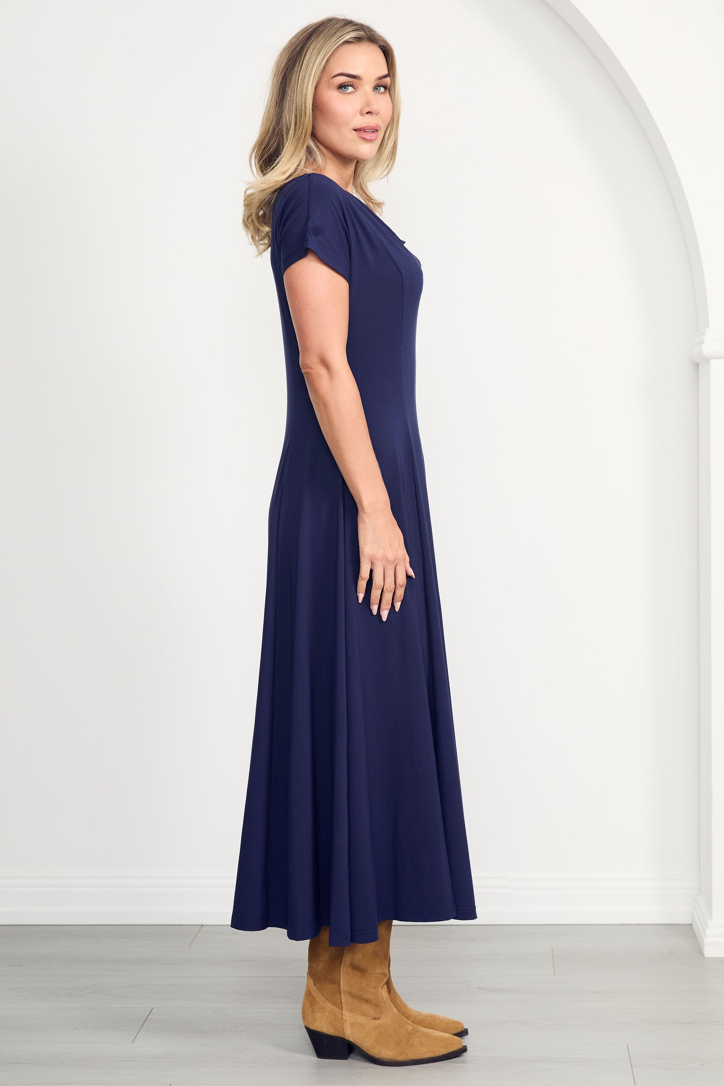 EVE Bamboo Short Sleeve Midi/Maxi Dress | Navy