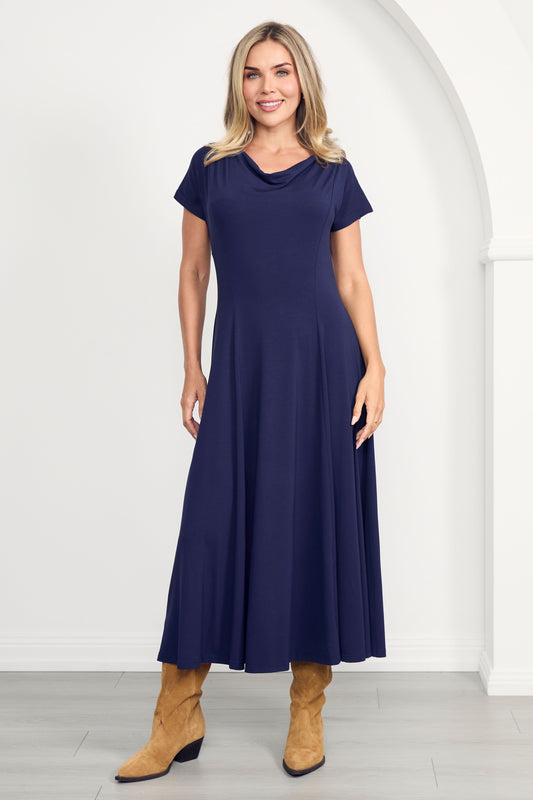 EVE Bamboo Short Sleeve Midi/Maxi Dress | Navy