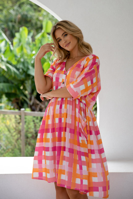 Plus-Sized Pink Orange Dresses | PQ Collection | Electra Dress Mamba