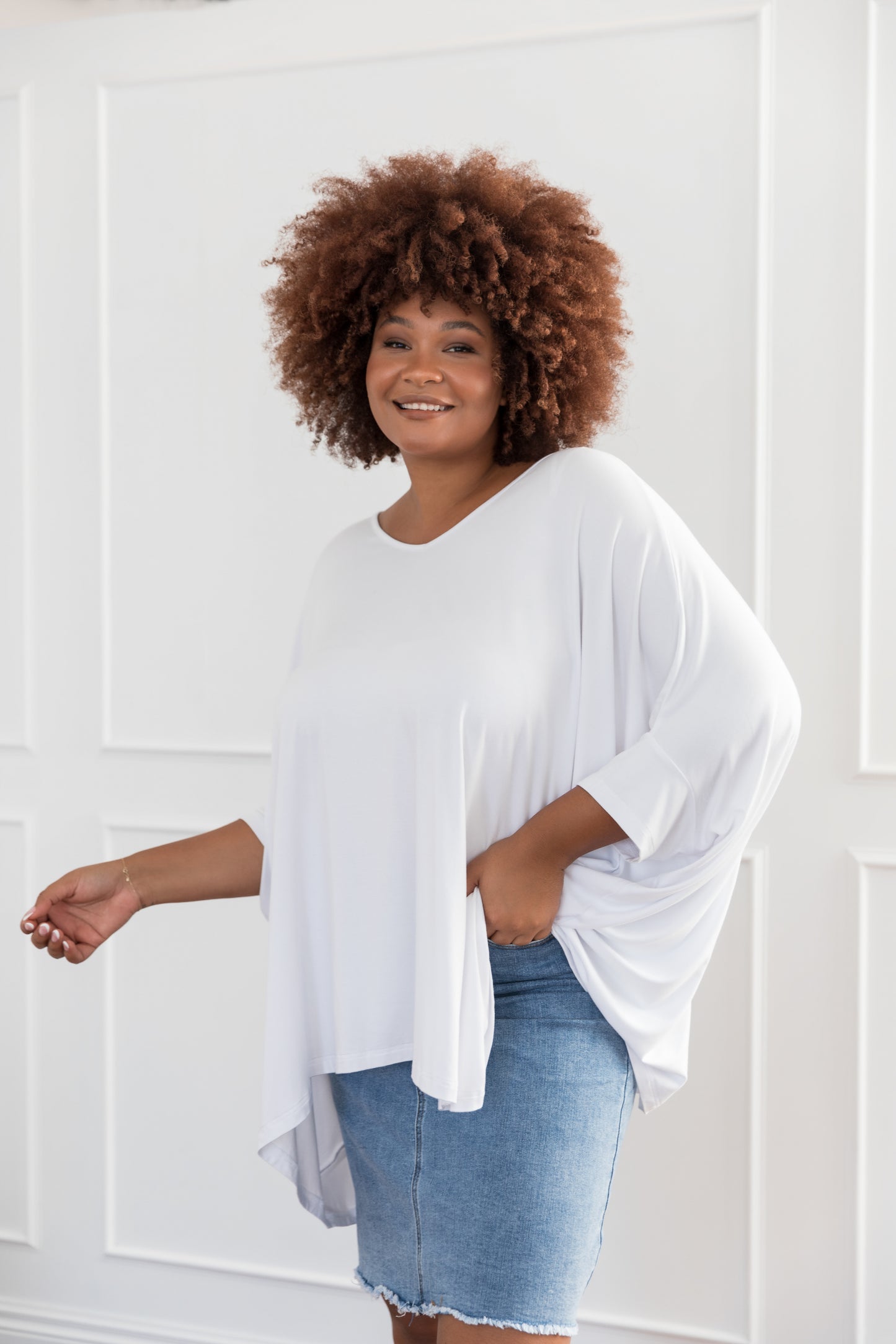 Plus-Sized White Tops | PQ Collection | Essential Top