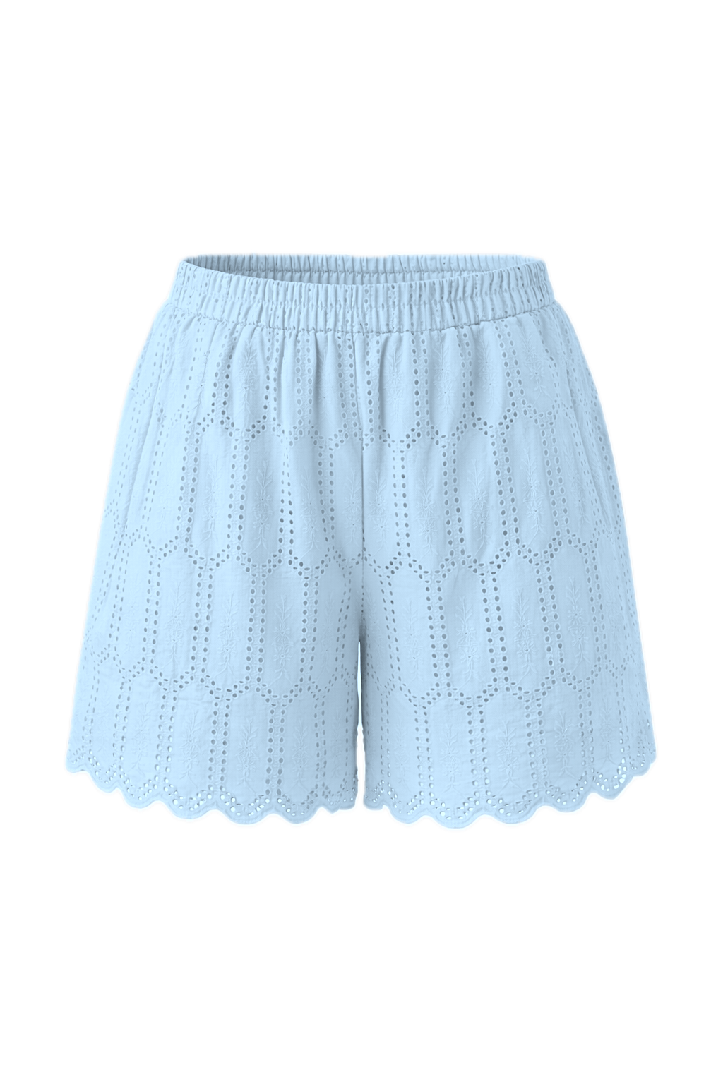FLEUR Cotton Anglaise Classic Length Shorts | Powder Blue | FINAL SALE