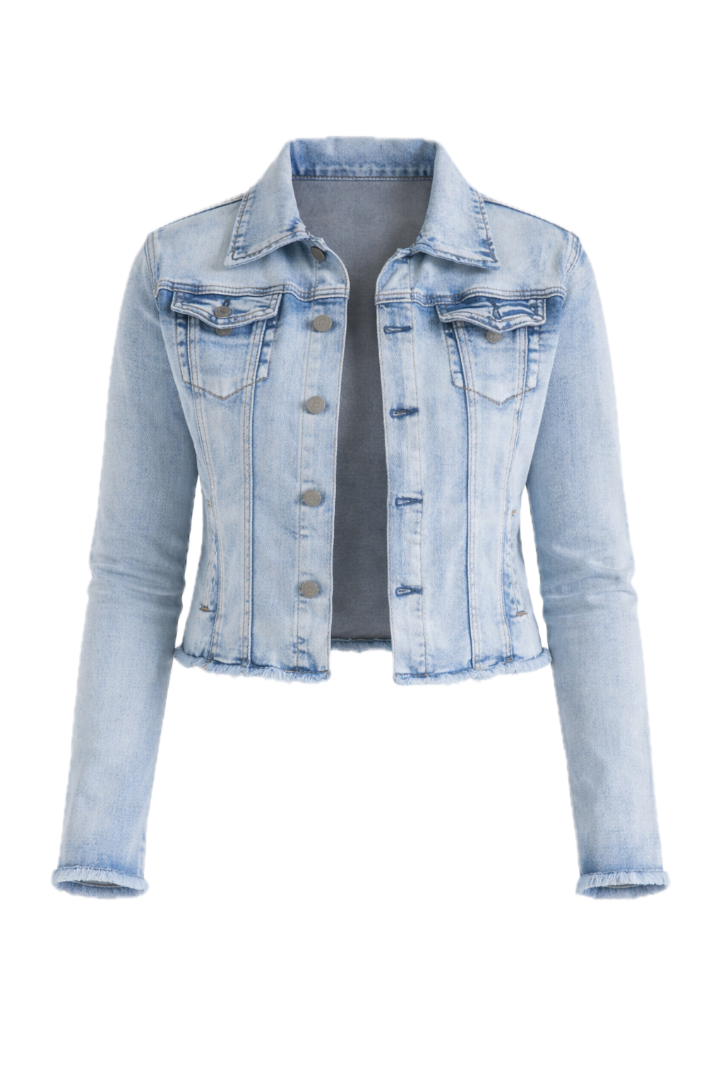 FRAY Denim Long Sleeve Cropped Jacket | Light Wash