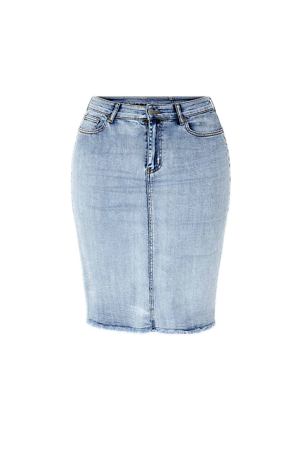 FRAY Stretch Denim Classic Length Skirt | Light Denim | FINAL SALE