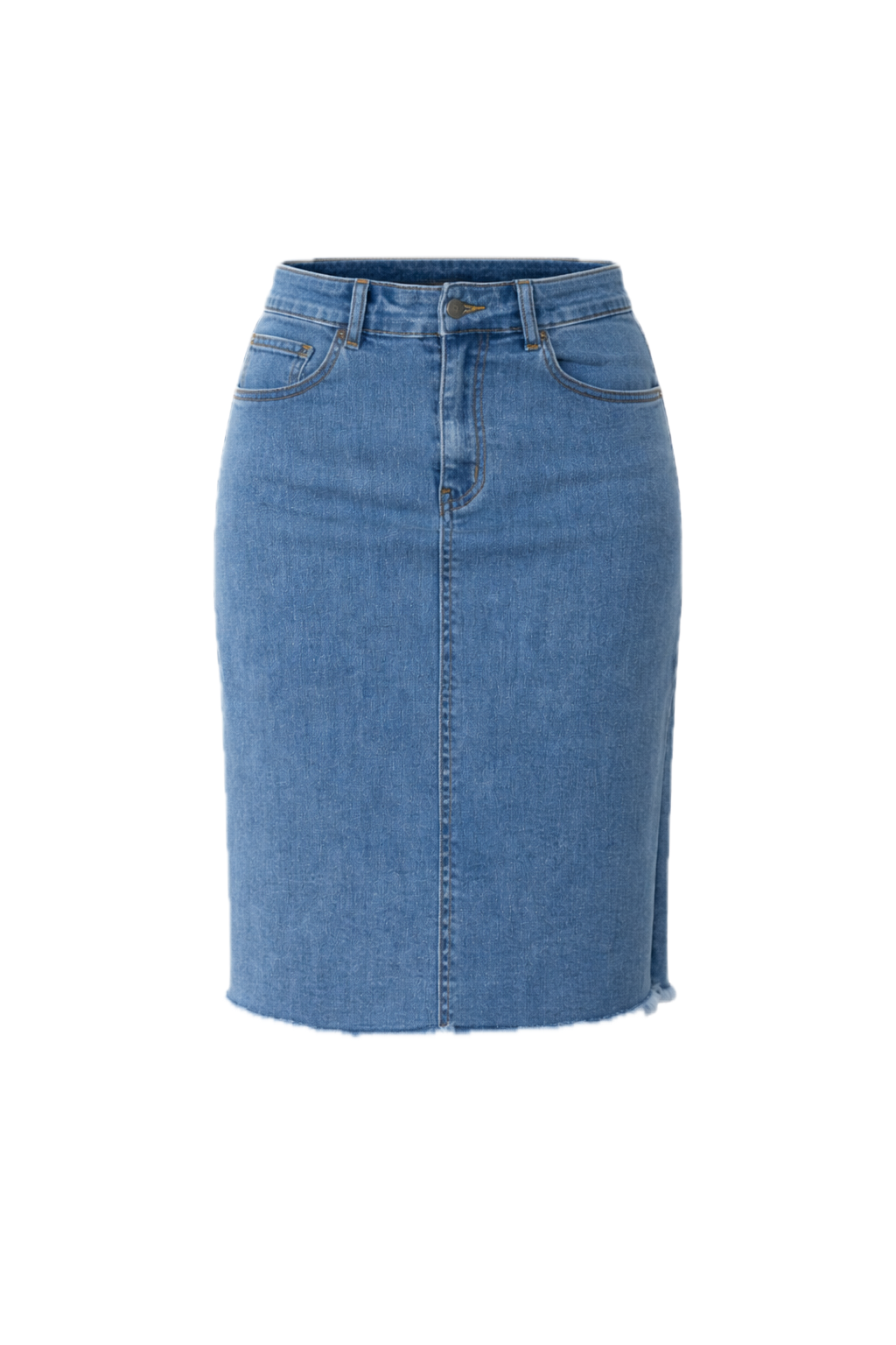 FRAY Stretch Denim Classic Length Skirt | Mid Wash