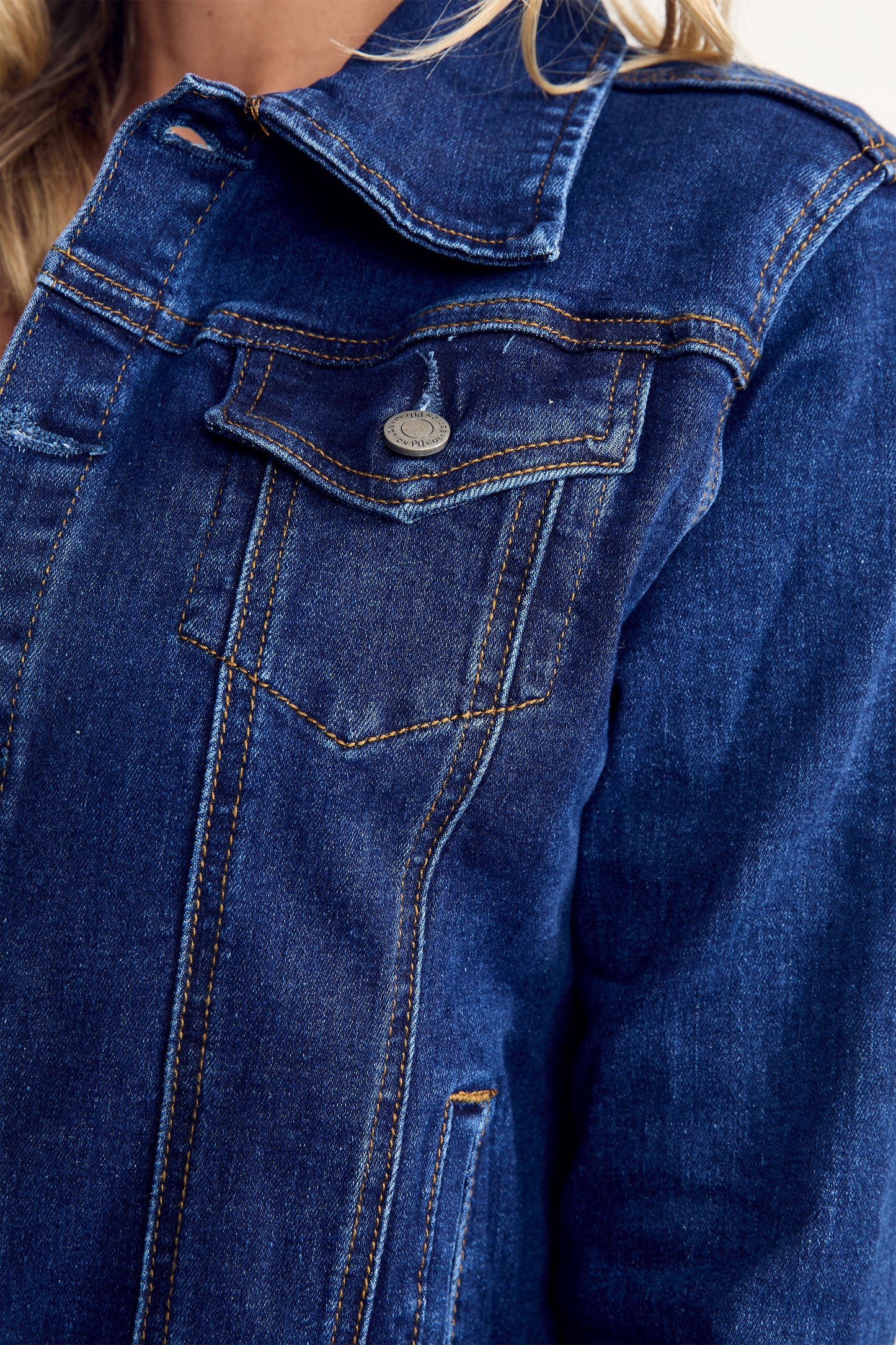 FRAY Denim Long Sleeve Cropped Jacket | Dark Wash