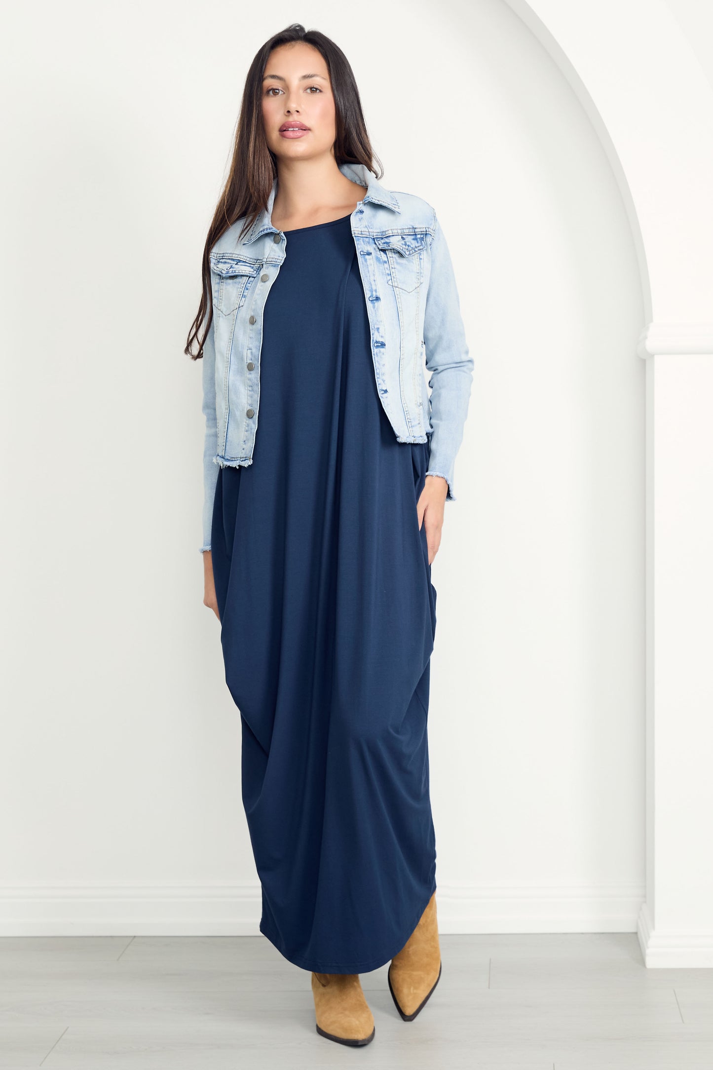 FRAY Denim Long Sleeve Cropped Jacket | Light Wash