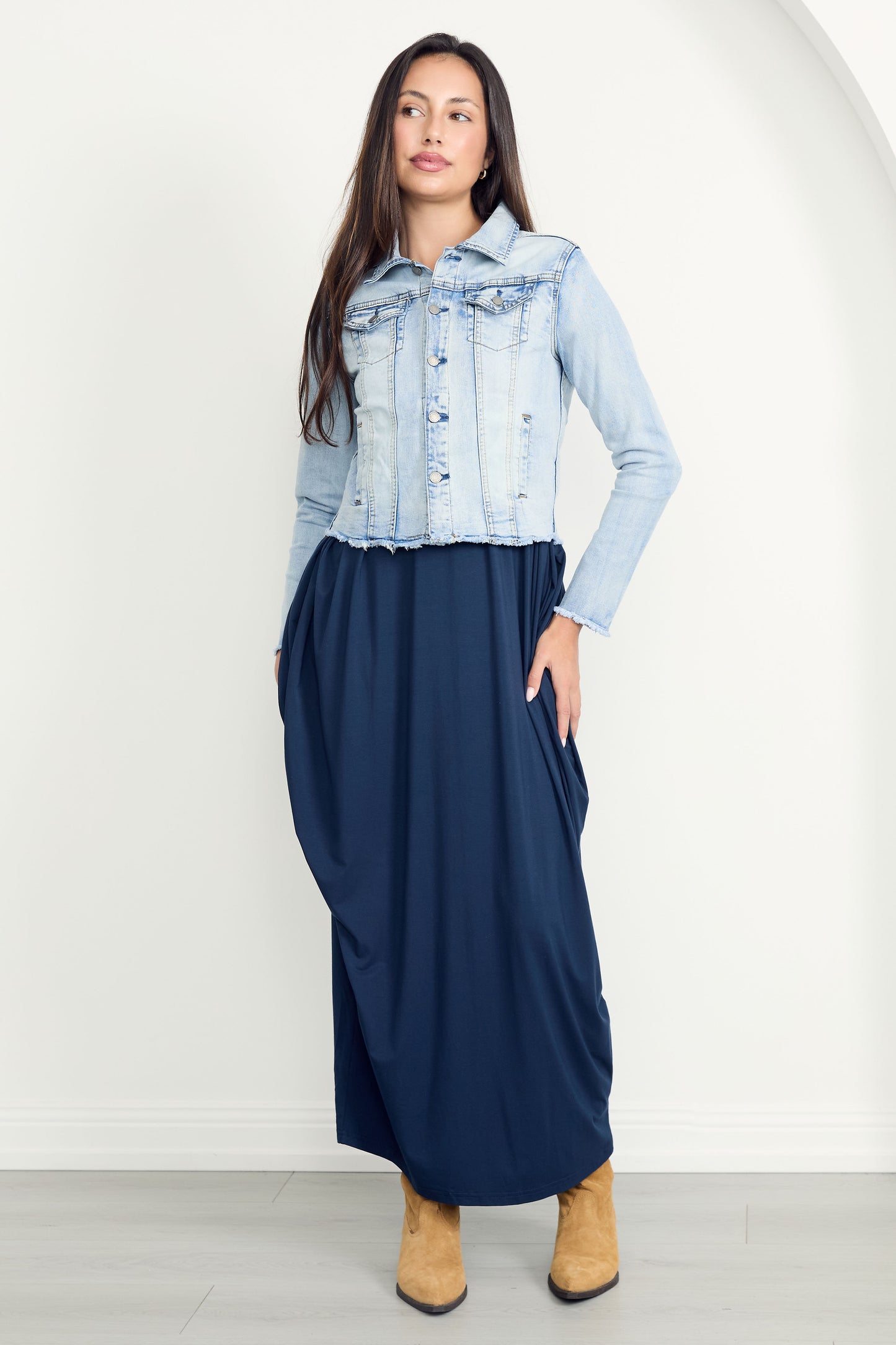 FRAY Denim Long Sleeve Cropped Jacket | Light Wash