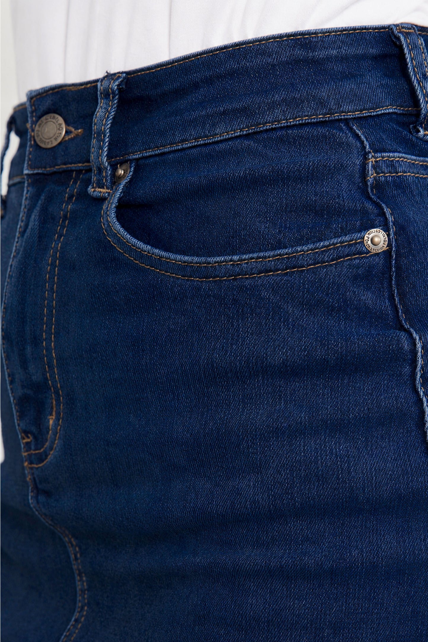 FRAY Stretch Denim Classic Length Skirt | Dark Wash