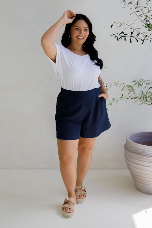 Florence Lyocell Classic Length Shorts | Maritime Blue | FINAL SALE