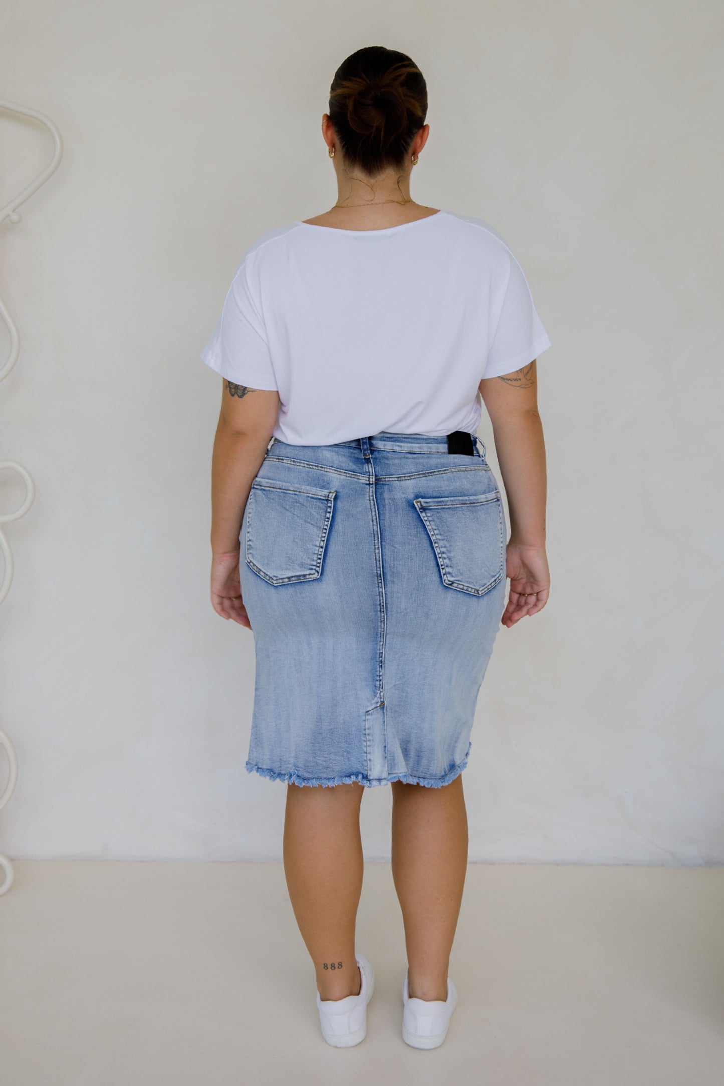 Frayed Denim Skirt | Light Denim