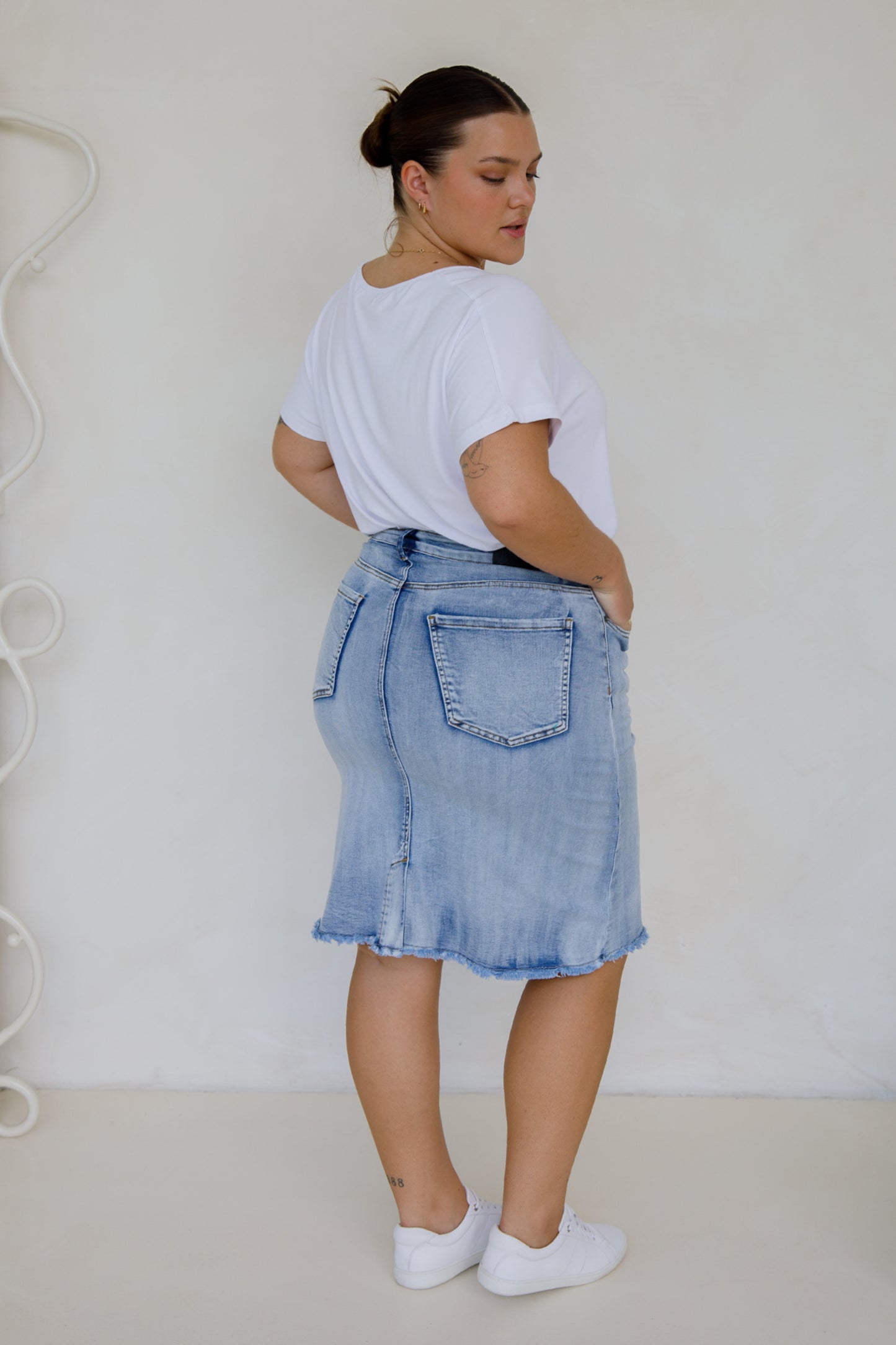 Frayed Denim Skirt | Light Denim