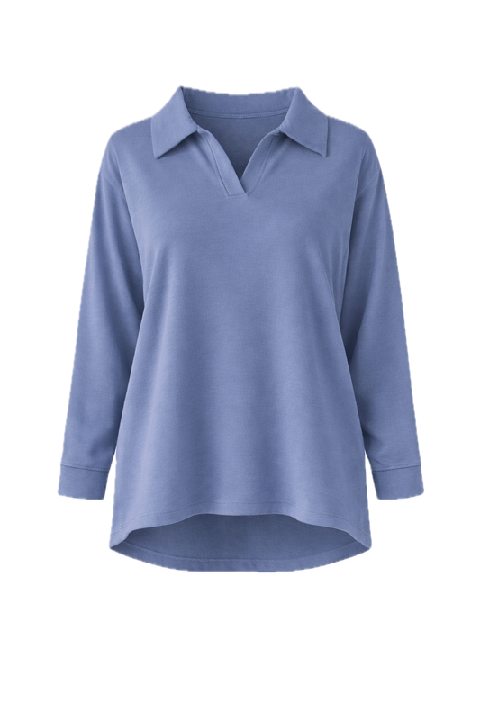GIGI Lounge Long-Sleeve Hi Lo Classic/Longline Sweater | Dusk