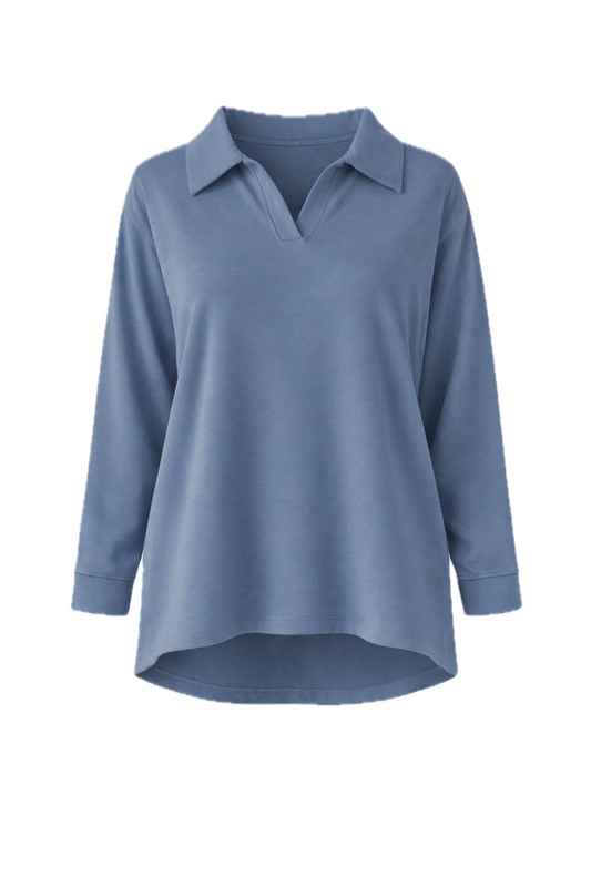 GIGI Lounge Long-Sleeve Hi Lo Classic/Longline Sweater | Dusk