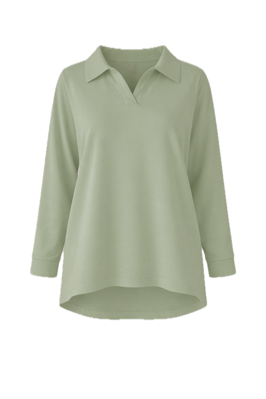 GIGI Lounge Long-Sleeve Hi Lo Classic/Longline Sweater | Sage