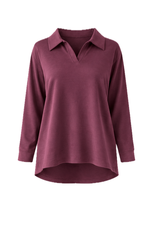 GIGI Lounge Long-Sleeve Hi Lo Classic/Longline Sweater | Shiraz