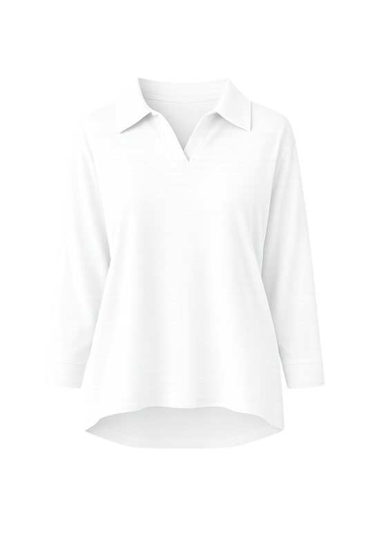 GIGI Lounge Long-Sleeve Hi Lo Classic/Longline Sweater | White