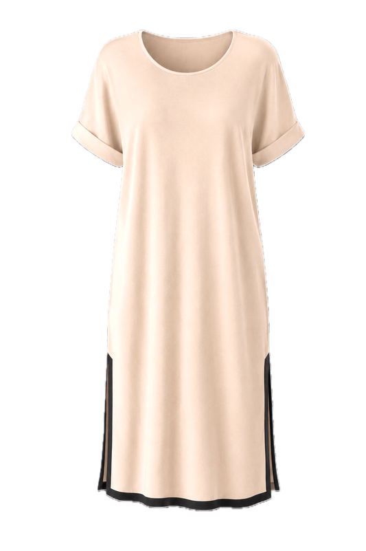 GIGI Lounge Short Sleeve Classic/Midi Dress | Portobello Beige