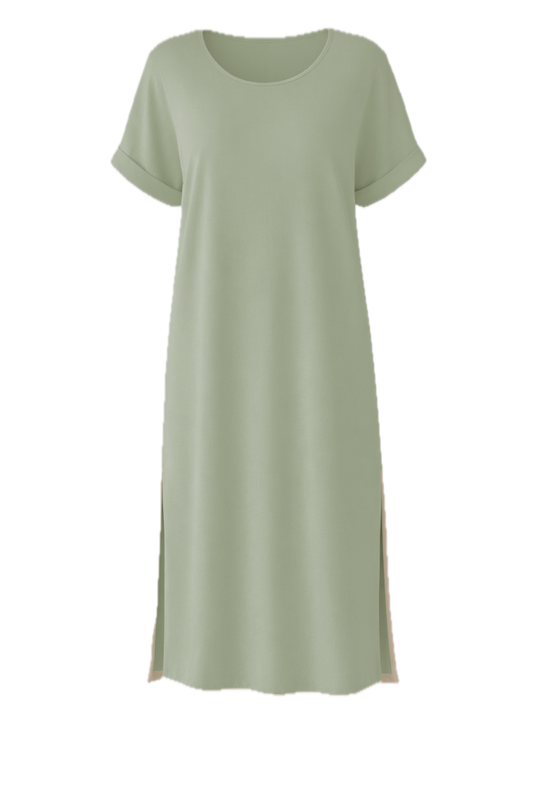 GIGI Lounge Short Sleeve Classic/Midi Dress | Sage