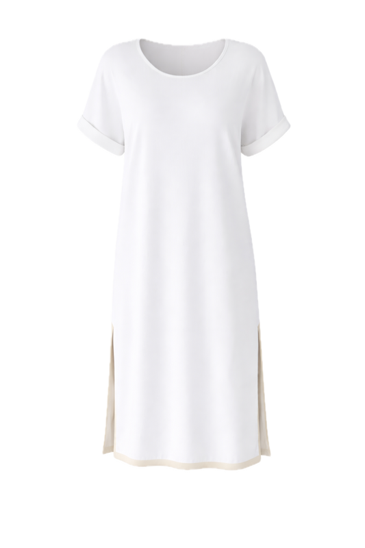 GIGI Lounge Short Sleeve Classic/Midi Dress | White