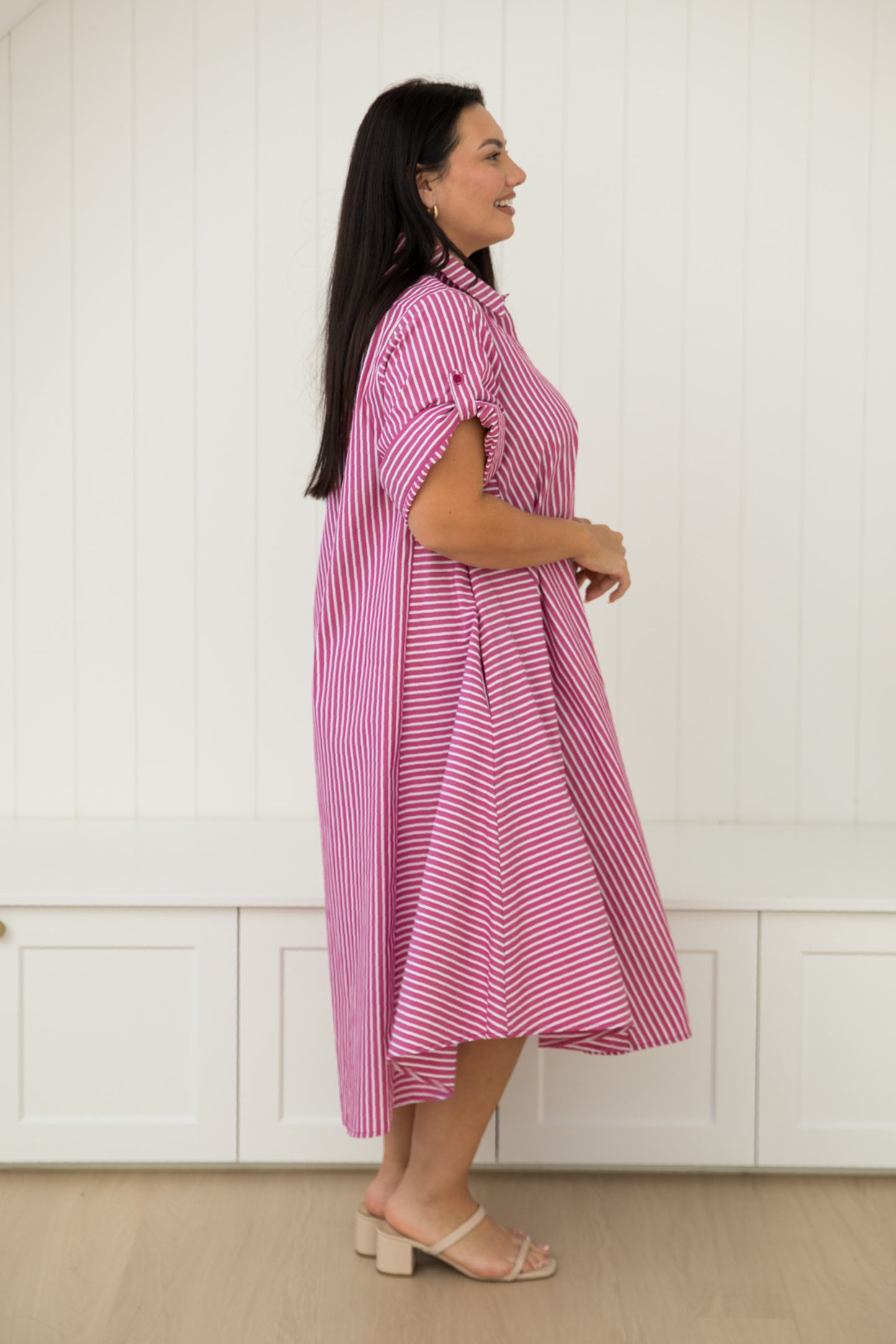 Galina Dress in Berry Stripe