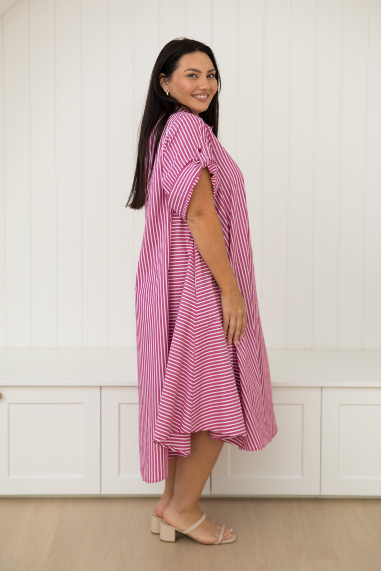 Galina Dress in Berry Stripe